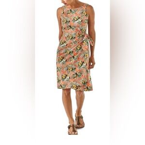 PATAGONIA PATALOHA Size 12 Orange Floral Hawaiian Wrap Dress 100% Organic Cotton
